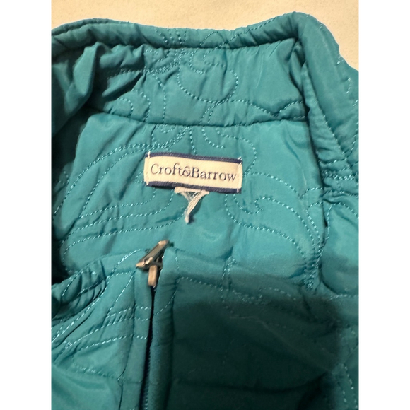 Croft & Barrow Quilted Vest Paisley Teal Zip Up W Zip Pockets Size 1x - Picture 4 of 4